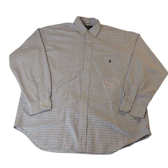Ralph Lauren Other - RAPLH LAUREN Shirt Men's Large Big Shirt Checkered Pattern Collared White